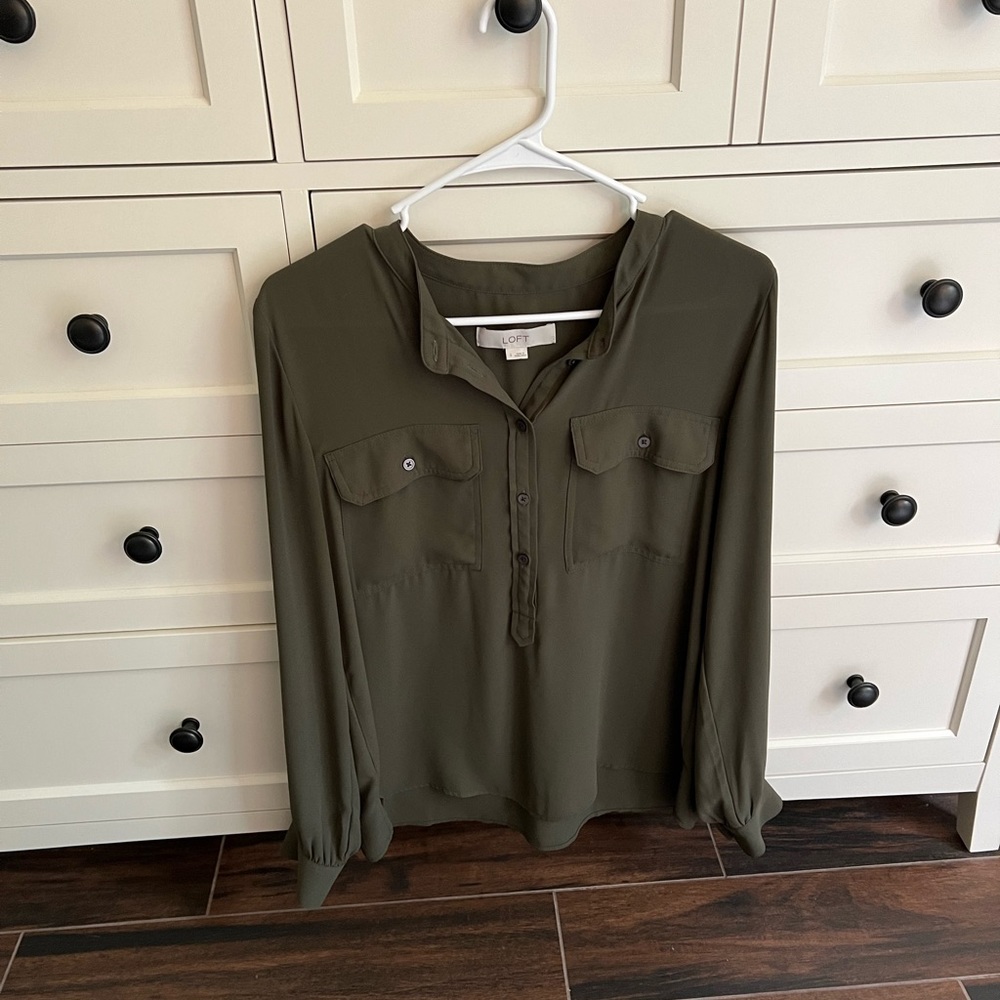 LOFT Green Blouse Size Small